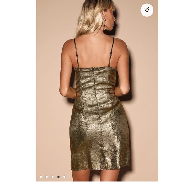 NWT J.O.A. Gold Metallic Wrap Dress - Picture 4 of 16